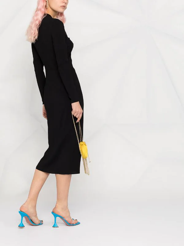 Versace Robe Mi-longue à Détails De Découpes A1008 NERO 4 Versace Robe Mi-longue à Détails De Découpes A1008 NERO – Image 4