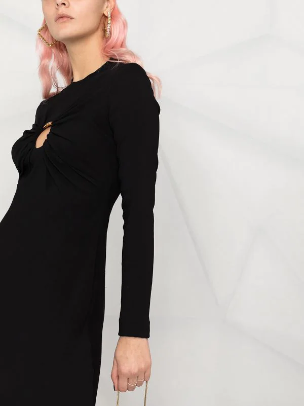 Versace Robe Mi-longue à Détails De Découpes A1008 NERO 3 Versace Robe Mi-longue à Détails De Découpes A1008 NERO – Image 3