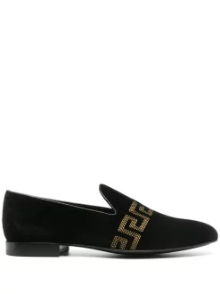Versace Mocassins à Broderies Greca D4191 NERO