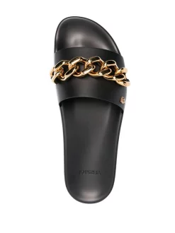 Versace Claquettes Medusa En Cuir à Chaîne KVO41 NERO ORO VERSACE -Pas Cher Versace Boutique 15984086 30696174 600