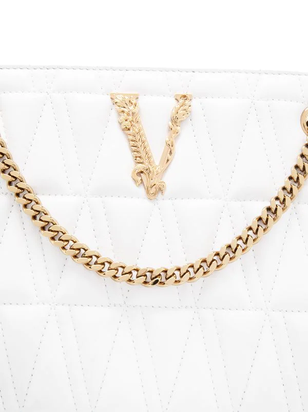 Versace Sac Cabas Matelassé à Plaque Logo 1W00V WHITE 5 Versace Sac Cabas Matelassé à Plaque Logo 1W00V WHITE – Image 5