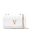 Versace Sac Porté épaule Matelassé à Plaque Logo 1W00V WHITE