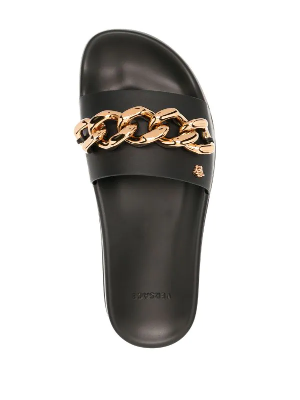 Versace Sandales Medusa à Détail De Chaîne KVO41 NERO/ ORO VERSACE 4 Versace Sandales Medusa à Détail De Chaîne KVO41 NERO/ ORO VERSACE – Image 4