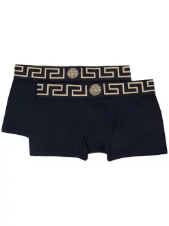 Versace A70W BLUE/GOLD Lot De Deux Boxers à Logo Homme