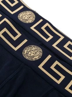 Versace A70W BLUE/GOLD Lot De Deux Boxers à Logo Homme -Pas Cher Versace Boutique 16048363 31602524 600