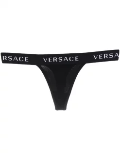 Versace A1008 BLACK String à Bande Logo Femme