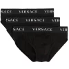 Versace A3197 NERO NERO NERO Lot De Trois Slips à Logo Homme