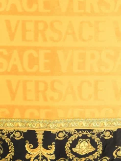 Versace Z4004 ORO Serviette De Bain à Logo Imprimé Femme -Pas Cher Versace Boutique 16099752 31453356 600