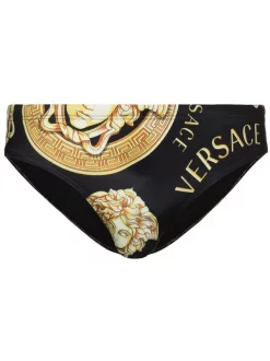 ( Access Edit ) Versace 5B000 BLACK GOLD Maillot De Bain à Logo Imprimé Homme