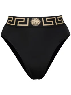 ( Positively Conscious ) Versace Bas De Bikini à Taille Haute A1008 BLACK