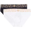 Versace A40I BIANCO/ BLU Lot De Slips à Bande Greca Homme