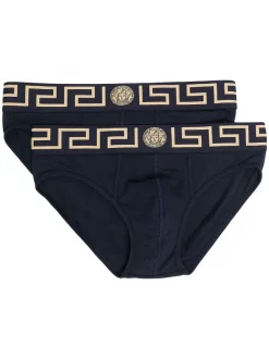 Versace Lot De Slips à Bande Greca A70W BLU/ ORO