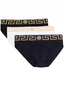 Versace A4345 NERO/ BLU/ BIANCO Lot De Trois Boxers Medusa Greca Homme