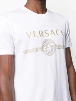 Versace T-shirt à Logo Imprimé A2088 BIANCO/ ORO -Pas Cher Versace Boutique 16120010 30529835 600