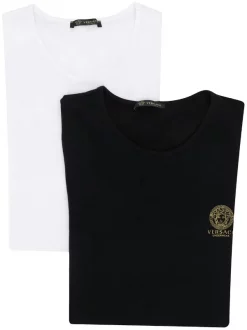 Versace A40I BIANCO/ BLU Lot De 2 T-shirts Medusa à Logo Femme