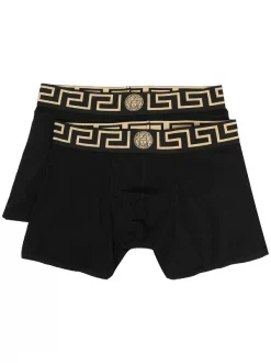 ( Positively Conscious ) Versace A80G NERO GRECA ORO Boxer à Bande Greca Homme