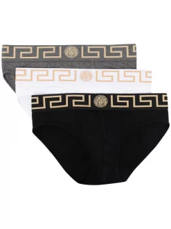 Versace Slip à Imprimé Greca Homme