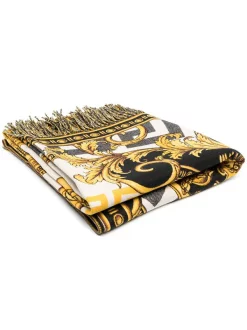 Versace Couverture à Motif Baroque Z4810 NERO-BIANCO-GIALLO-GRIGIO-MARRONE