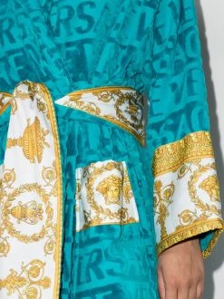 Versace Peignoir I Love Baroque à Taille Ceinturée Z4882 CAPRI BLUE -Pas Cher Versace Boutique 16194292 33341488 600