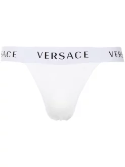 Versace String à Bande Logo Femme