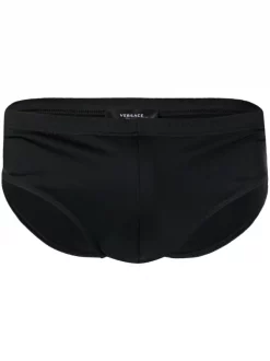 ( Positively Conscious ) Versace 1B000 NERO Slip De Bain à Logo Imprimé Homme