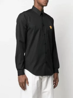 Versace A1008 BLACK Chemise à Logo Brodé Homme -Pas Cher Versace Boutique 16258716 32285475 600