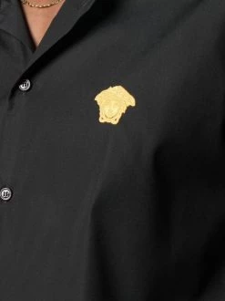 Versace A1008 BLACK Chemise à Logo Brodé Homme -Pas Cher Versace Boutique 16258716 32286531 600