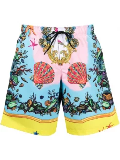 Versace Short De Bain à Imprimé Trésor De La Mer 5Y010 GIALLO+MULTICOLOR