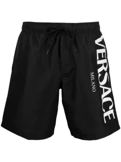 Versace 1B000 NERO Short De Bain à Logo Imprimé Homme
