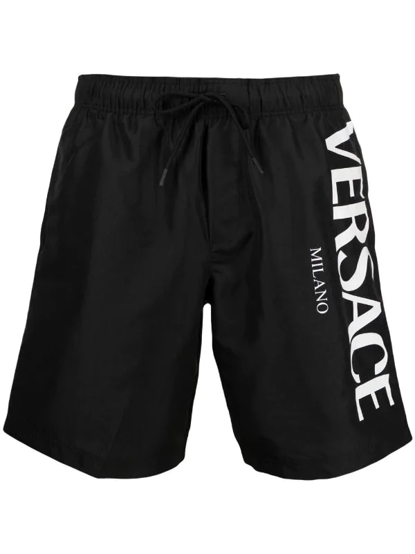 Versace 1B000 NERO Short De Bain à Logo Imprimé Homme 1 Versace 1B000 NERO Short De Bain à Logo Imprimé Homme