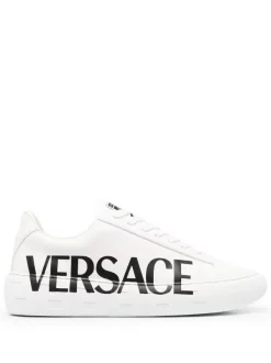 Versace Baskets à Logo Greca Imprimé D0141 BIANCO/ NERO