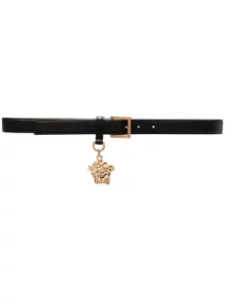 Versace KVO41 NERO ORO VERSACE Ceinture En Cuir à Plaque Medusa Femme