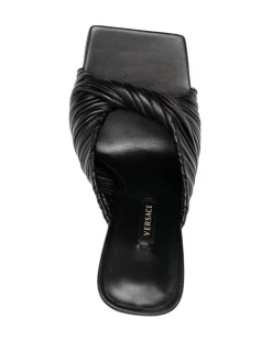 Versace KVO41 NERO + ORO VERSACE Mules à Détail Torsadé Femme -Pas Cher Versace Boutique 16289174 32560535 600