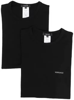 Versace A1A8 NERO-NERO Lot De Deux T-shirts à Col Rond Femme