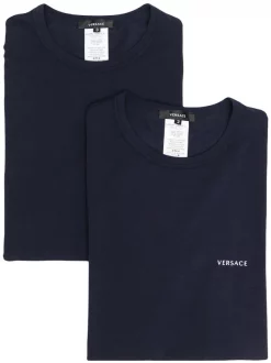 Versace Lot De Deux T-shirts à Col Rond A98F BLU NAVY + BLU NAVY