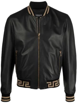 Versace Veste Bomber à Motif Greca 2B150 BLACK