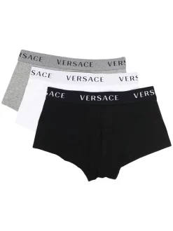 Versace Lot De Trois Boxers à Bande Logo A3278 NERO/ GRIGIO/ BIANCO