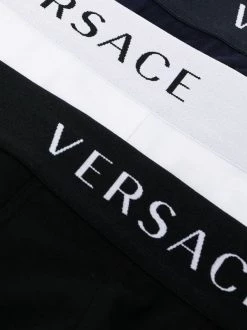 Versace A4345 NERO/ BLU/ BIANCO Lot De Trois Boxers à Logo Homme -Pas Cher Versace Boutique 16358080 31523622 600