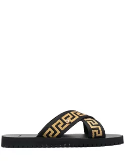 Versace Sandales à Motif Greca D4DOV NERO-ORO