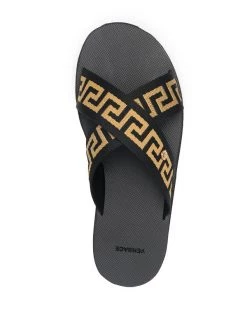 Versace Sandales à Motif Greca D4DOV NERO-ORO -Pas Cher Versace Boutique 16359115 31497733 600