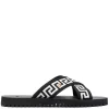 Versace 2B02V Nero-bianco-oro Sandales à Motif Greca Homme