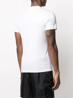 Versace Lot De Deux T-shirts à Col Ras-de-cou A40I BIANCO/ BLU -Pas Cher Versace Boutique 16372212 31603432 600