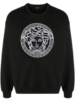 Versace A1008 BLACK Sweat à Broderies Medusa Homme