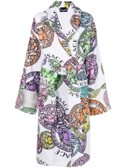 ( Nouvelle Collection ) Versace Z4587 White-multicolor Robe Longue à Motif Medusa Head Femme
