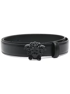 Versace K41NV NERO + NERO + ORO VERSACE Ceinture En Cuir Palazzo Medusa Homme