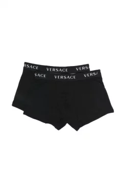 Versace A1A8 Black-black Lot De Deux Boxers à Bande Logo Homme