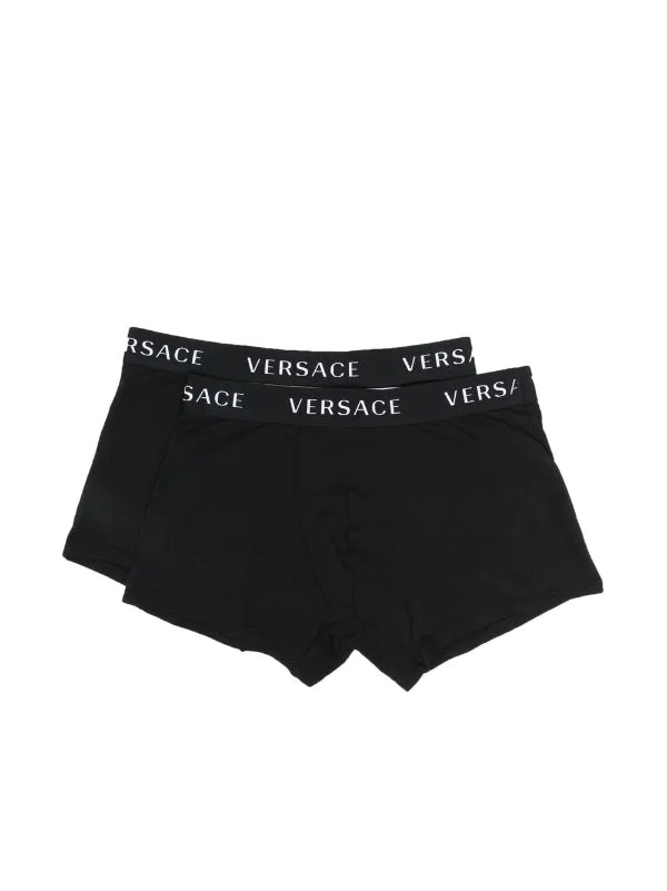 Versace A1A8 Black-black Lot De Deux Boxers à Bande Logo Homme 1 Versace A1A8 Black-black Lot De Deux Boxers à Bande Logo Homme