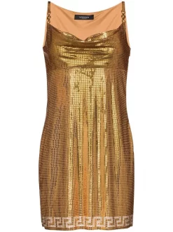 Versace Robe Courte à Design Sans Manches 1K260 CARAMEL