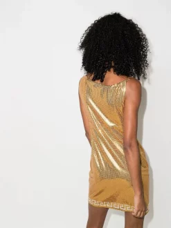 Versace Robe Courte à Design Sans Manches 1K260 CARAMEL -Pas Cher Versace Boutique 16458310 34788390 600