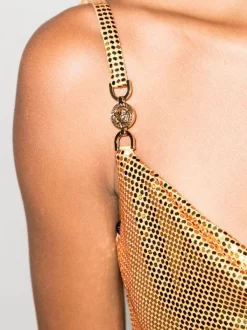 Versace Robe Courte à Design Sans Manches 1K260 CARAMEL -Pas Cher Versace Boutique 16458310 34789169 600